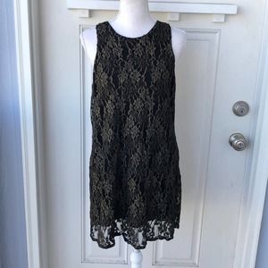 ASTR• Black & Gold Metallic Lace Sleeveless Mini